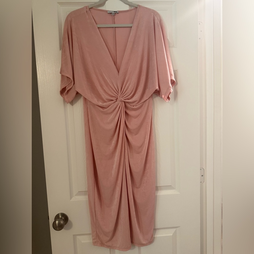 Elegant Pink Draped Dress